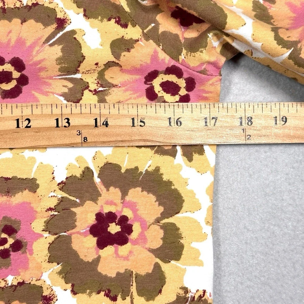 Free People Top Womens XL Give Me More Floral Crop Puff Sleeve Square Neck